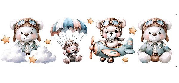 TRANSFER TÊXTIL 24X7CM TTB4-015 BARRA URSINHO AVIADOR