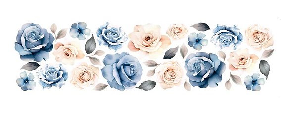 TRANSFER TÊXTIL 24X7CM TTB4L-014 ROSAS AZUIS E ROSA LITOARTE