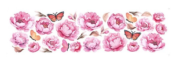 TRANSFER TÊXTIL 24X7CM TTB4L-012 PEÔNIAS LITOARTE