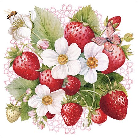 TRANSFER TÊXTIL 13,5 X 13,5CM TTQ4-079 MORANGO LITOARTE