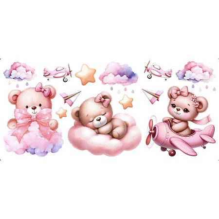 TRANSFER TÊXTIL 27,5X12,8CM TTB5-012 BARRADO URSINHA AVIADORA