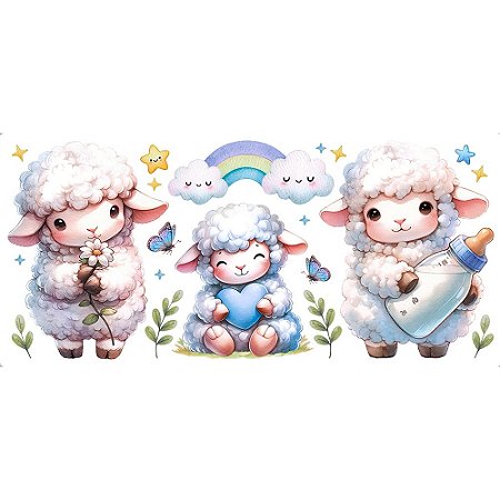 TRANSFER TÊXTIL 27,5X12,8CM TTB5-004 OVELINHA MENINO