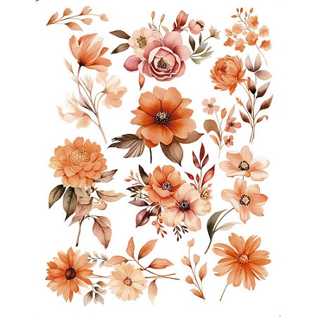 TRANSFER DE IMAGEM 15X19,5CM TIM1-003 FLORAL BEGE LITOARTE