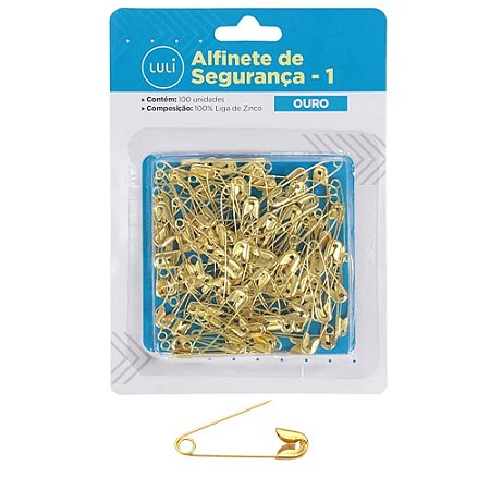 ALFINETE DE SEGURANCA TAM 01 COR OURO PCT C/100