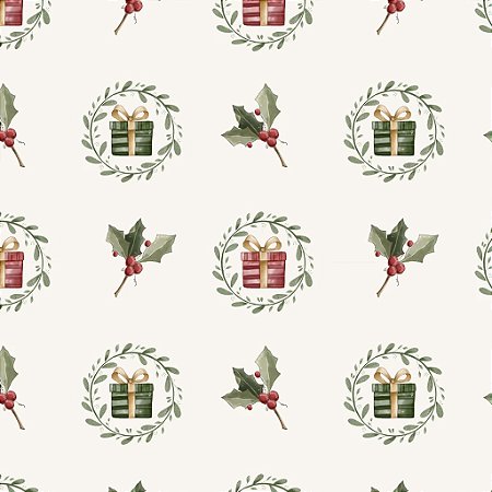 Tecido Tricoline 100% algodão digital - Presentinhos na mandala - NAT111 - 50cm x 1,50m