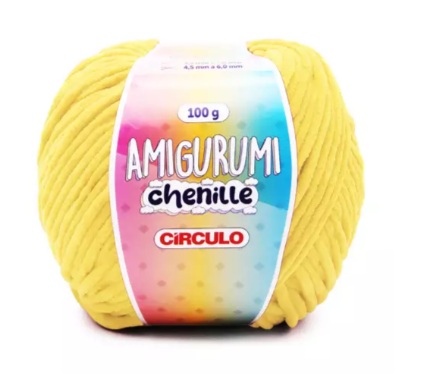 FIO AMIGURUMI CHENILLE COR 1317 SOLAR 100G CÍRCULO