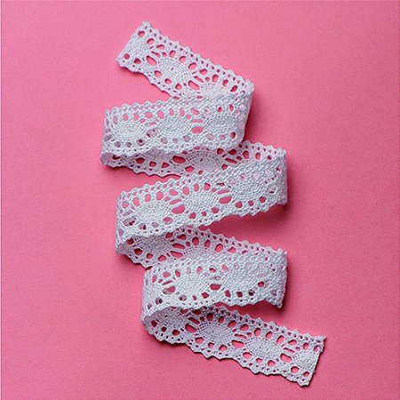 RENDA DE ALGODÃO REF-RA033 COR 001 BRANCO 2,10CM 10 MTS ARTEPUNTO