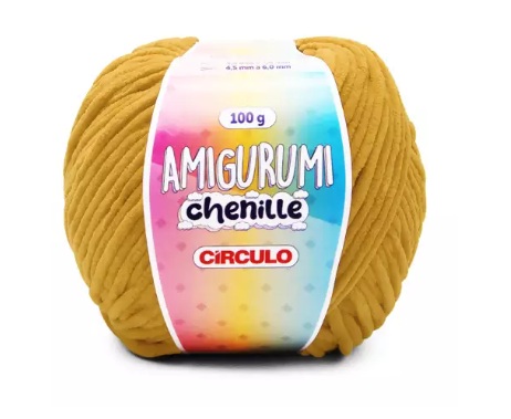 FIO AMIGURUMI CHENILLE COR 7069 MOSTARDA 100G CÍRCULO