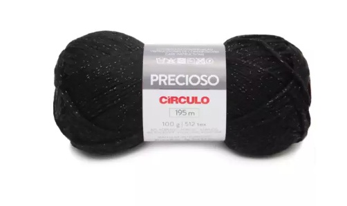 FIO PRECIOSO CÍRCULO COR 8990 PRETO 100 GR
