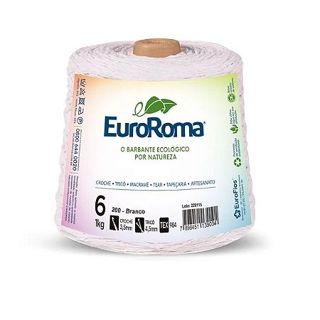 BARBANTE EUROROMA FIO 6 1 KG COR 200 BRANCO 1016 MTS
