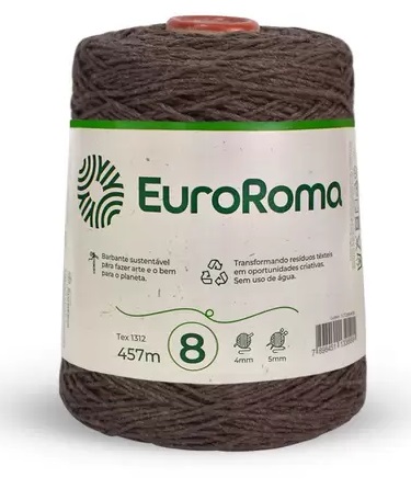 BARBANTE EUROROMA 600 GR FIO 8 COR 1100 MARROM 457 METROS