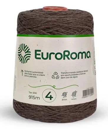BARBANTE EUROROMA 600 GR FIO 4 COR 1100 MARROM 915 METROS