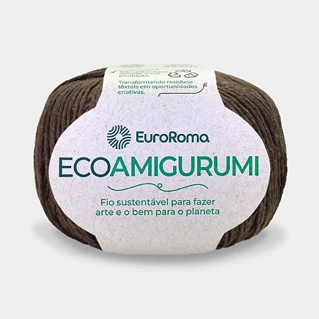 FIO ECOAMIGURUMI 254 MTS 8/7 160GR COR 1100 MARROM EUROROMA
