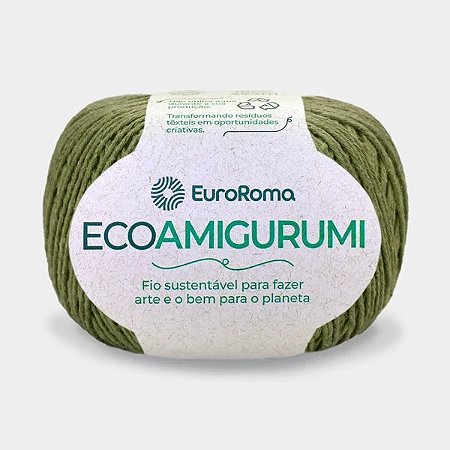 FIO ECOAMIGURUMI 254 MTS 8/7 160GR COR 805 VERDE MILITAR EUROROMA