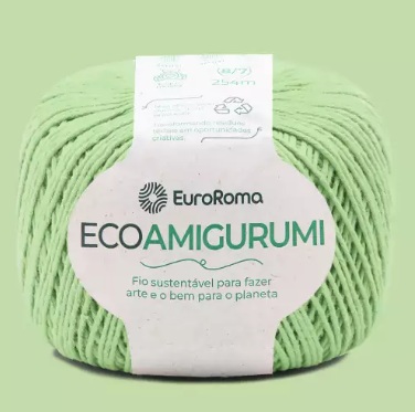 FIO ECOAMIGURUMI 254 MTS 8/7 160GR COR 801 VERDE LIMÃO EUROROMA