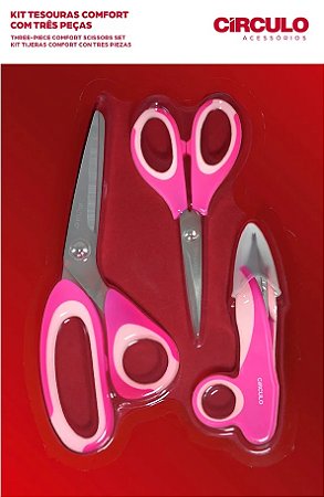 KIT TESOURA COMFORT 3 PEÇAS REF 449920 COR 20 ROSA