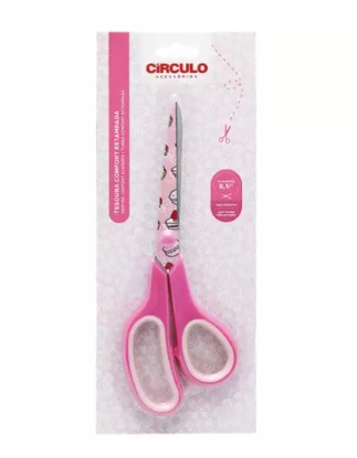 TESOURA COMFORT ESTAMPADA 8,5 POL 21,5CM REF 449890 BOLOS CÍRCULO