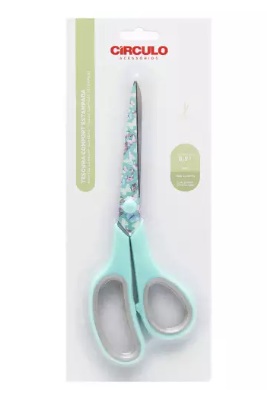 TESOURA COMFORT ESTAMPADA 8,5 POL 21,5CM REF 449890 BORBOLETAS CÍRCULO