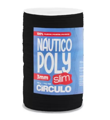 FIO NÁUTICO POLY SLIM 3MM COR 8990 PRETO 400G COM 350 MTS