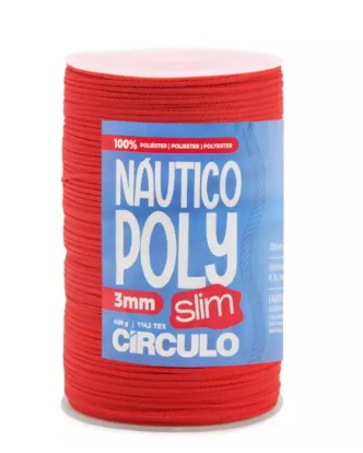 FIO NÁUTICO POLY SLIM 3MM COR 3402 VERMELHO CÍRCULO 400G COM 350 MTS