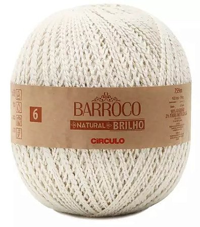 BARBANTE BARROCO NATURAL FIO 6 BRILHO PRATA 700 GR