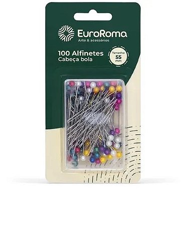 ALFINETE CABEÇA BOLA 100 UNID 55MM EUROROMA