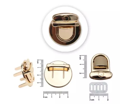 FECHO DE METAL PRESSÃO 3X3,5CM COR DOURADO