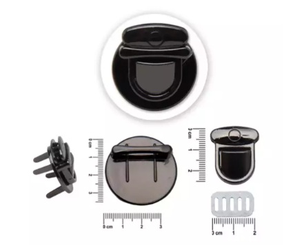 FECHO DE METAL PRESSÃO 3X3,5CM COR PRETO