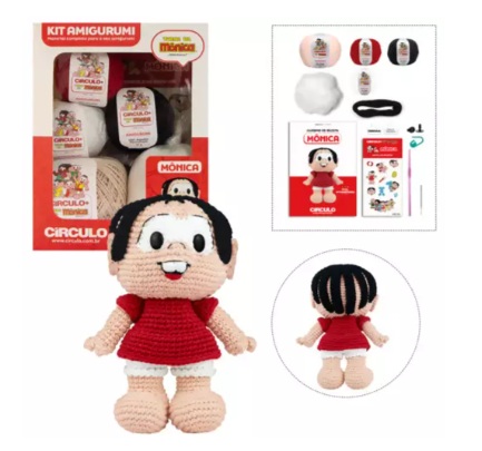 KIT AMIGURUMI TURMA DA MÔNICA COR 1 MÔNICA