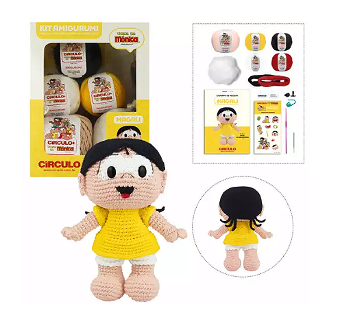 KIT AMIGURUMI TURMA DA MÔNICA COR 3 MAGALI