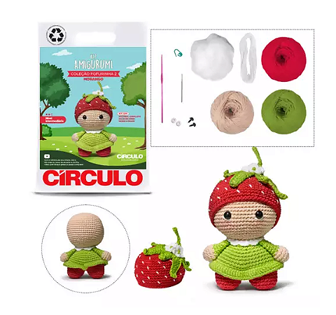 Kit Amigurumi Coleção Fofurinha cor 3 Morango