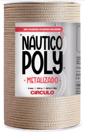 FIO NÁUTICO POLY METALIZADO 5MM COR 7025 PALHA 500G COM 177 MTS