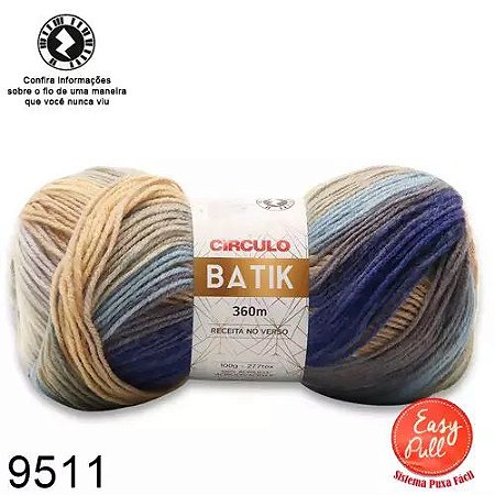 FIO BATIK CIRCULO 100G COR 9511 AZUL REI CINZA