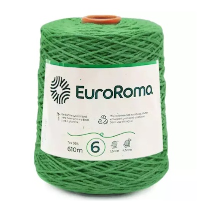 BARBANTE EUROROMA 600 GR FIO 6 COR 803 VERDE BANDEIRA 610 METROS