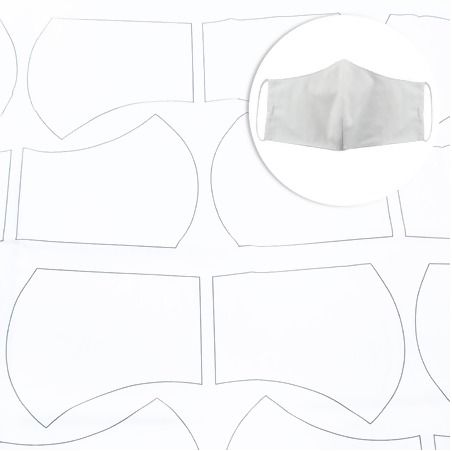 Tecido Para Máscara Riscado Circulo  Branco 0,58cm X 1,44mts