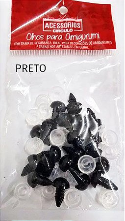 OLHO 10MM PRETO 10 PARES C TRAVA COD 367672 COR 10 CIRCULO