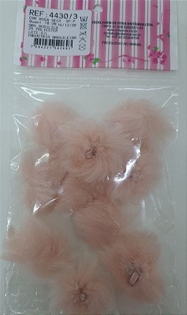 POMPOM DE PELO BAIXO COM ALÇA REF 4430/3 10 UNIDADES ROSA SECO