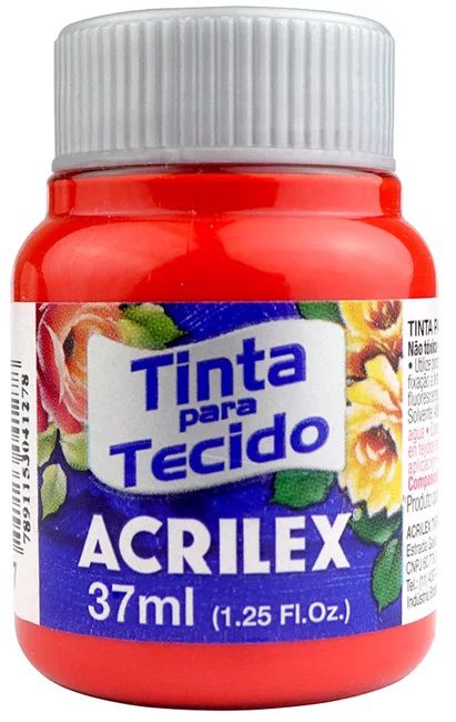 TINTA PARA TECIDO ACRILEX VERMELHO FOGO 37 ML