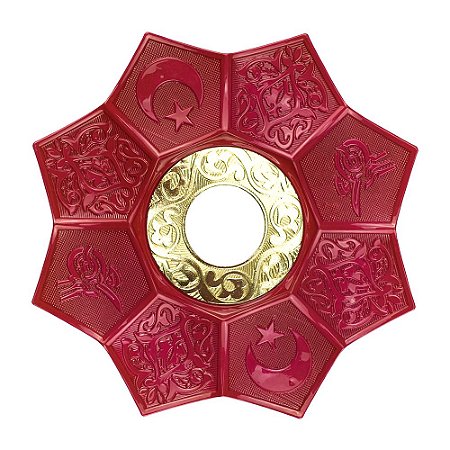 Prato EBS Hookah Zamac Lotus M 22cm - Vermelho/Dourado