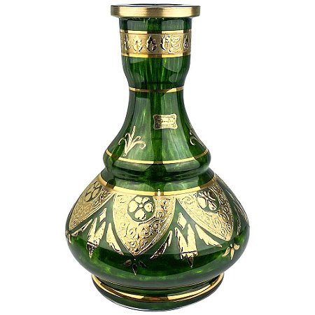 Vaso Bohemian Egermann Vulkan Shiny Owl 26cm - Forest Green