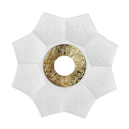 Prato EBS Hookah New Lotus M 22cm - Branco/Dourado