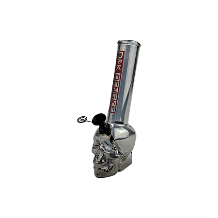 Bong De Vidro DK Skull Metálico - Fumê