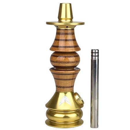 Stem Narguile Marajah Hookah Umbrella Nano Dourado/Marrom Stripes