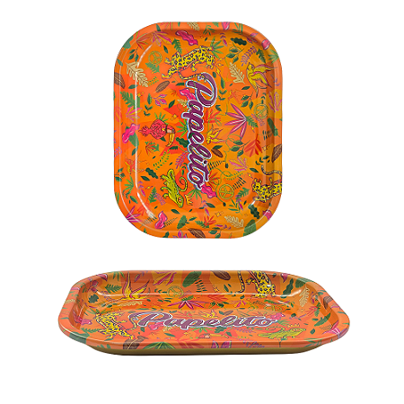 Bandeja De Metal Papelito Pequena 18x14 - Fauna e Flora Laranja