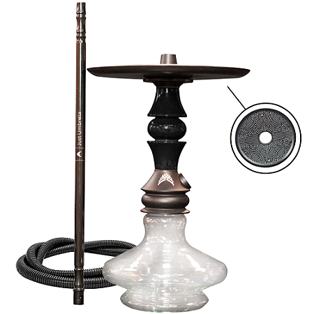 Narguile Completo Marajah Hookah Umbrella Nano - Preto Preto Brilhante