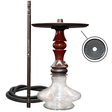 Narguile Completo Marajah Hookah Umbrella Nano - Preto Vermelho Brilhante