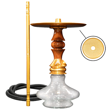 Narguile Completo Marajah Hookah Umbrella Nano - Dourado Natural