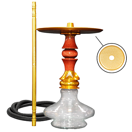 Narguile Completo Marajah Hookah Umbrella Nano - Dourado Vermelho Brilhante