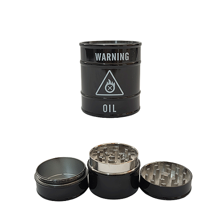 Dichavador De Metal MD Oil Barril 3 Partes - Preto
