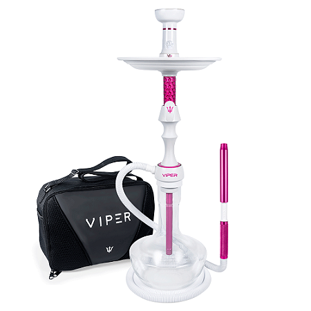 Narguile Completo Triton Viper Bolsa - Branco/Pink